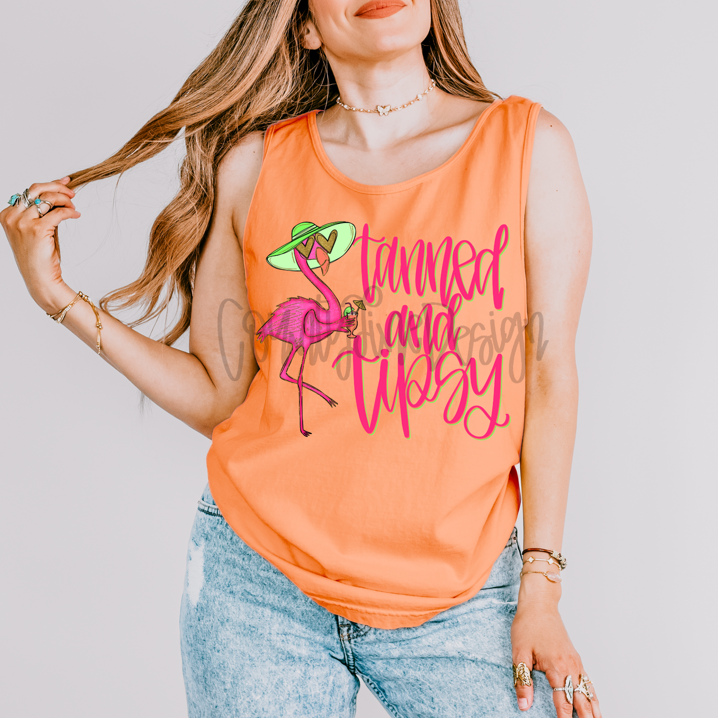 Tanned & Tipsy Flamingo PNG
