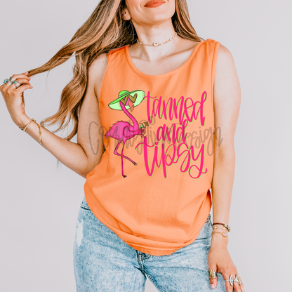 Tanned & Tipsy Flamingo PNG