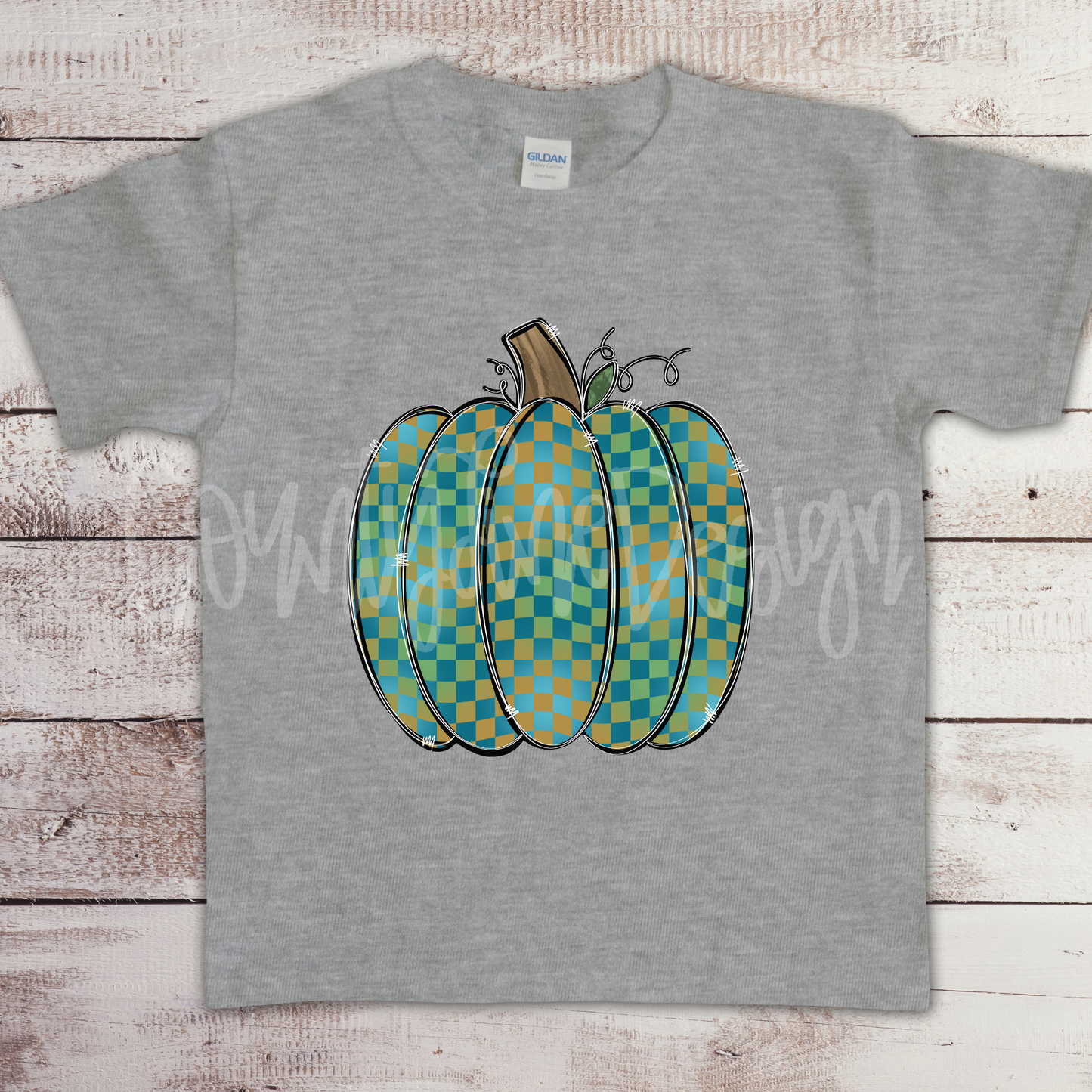 Blue/Yellow Checker Pumpkin PNG
