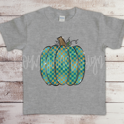 Blue/Yellow Checker Pumpkin PNG