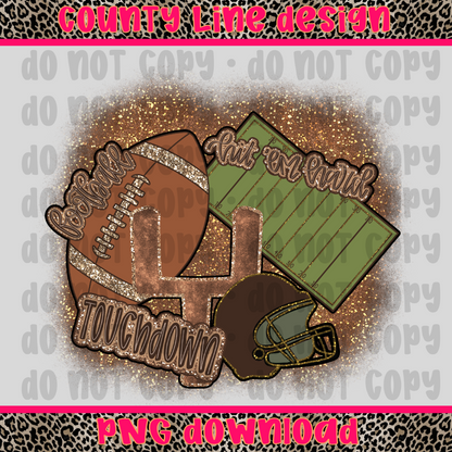 Preppy Football Fall Glitter PNG