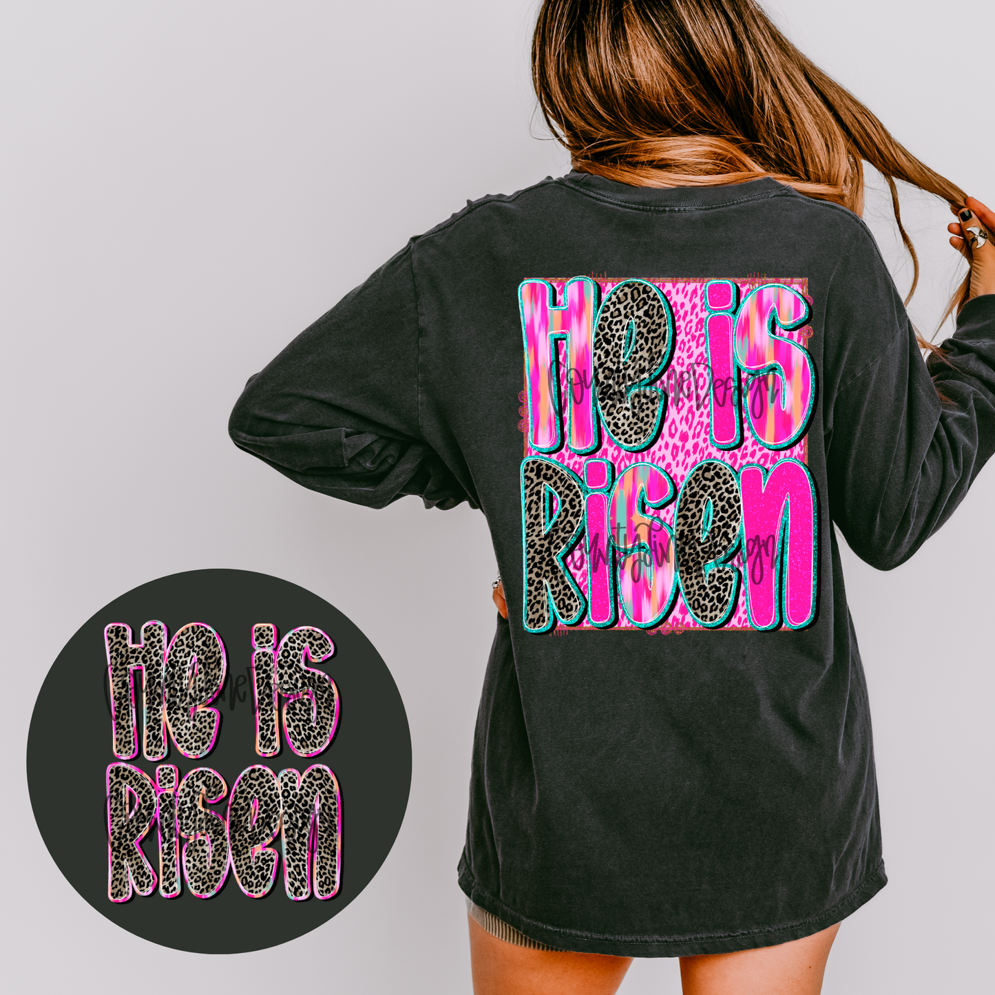 He is risen neon/leopard PNG - POCKET DESIGN INCLUDED