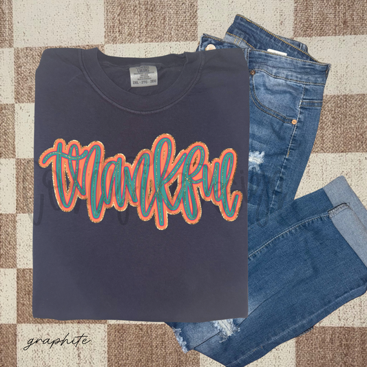 Thankful Teal Orange PNG