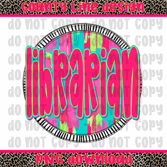 Librarian Neon Circle PNG