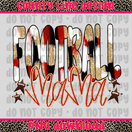 Football mama stars red/black PNG