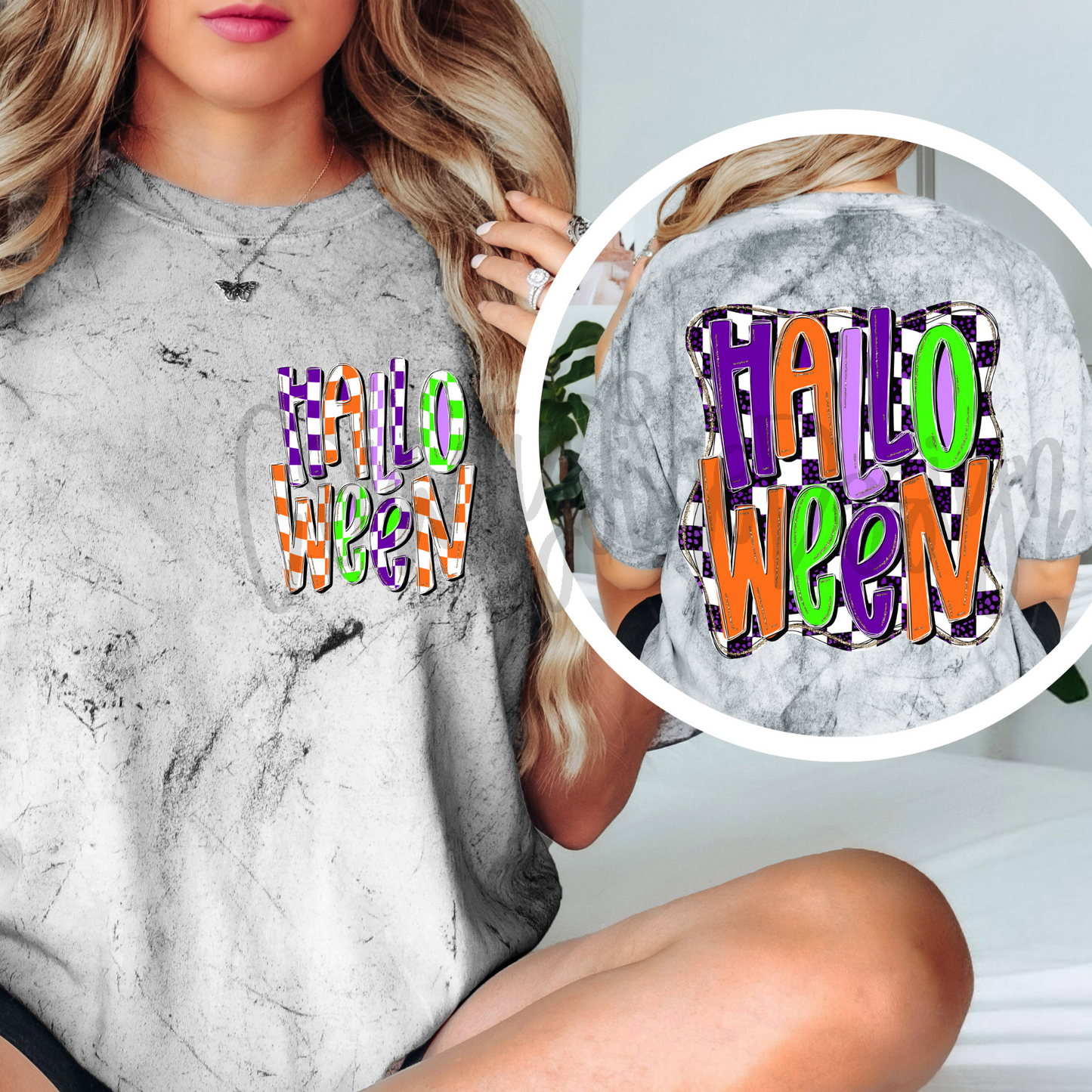 Halloween Neon Checker PNG
