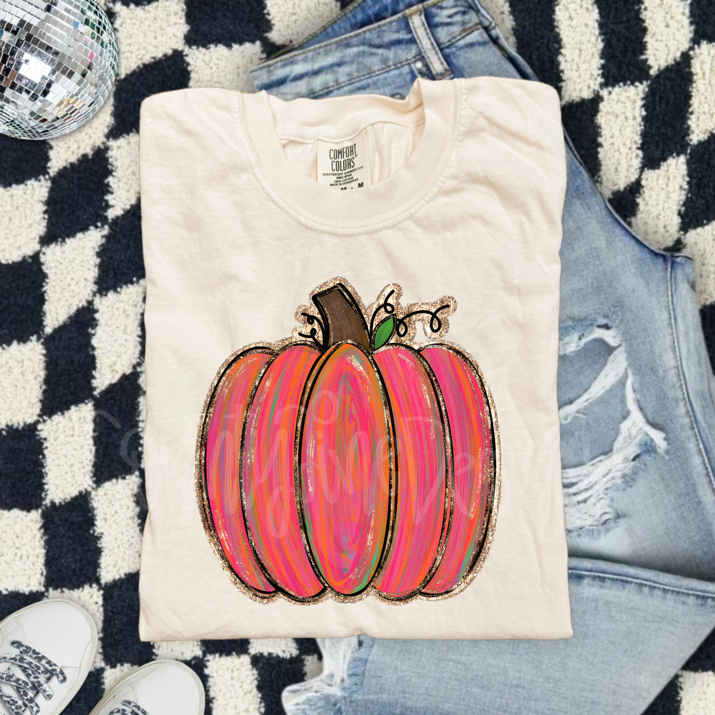 Neon Gold Foil Pumpkin PNG