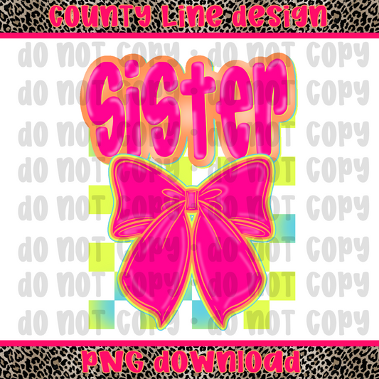 Sister Neon Bow PNG