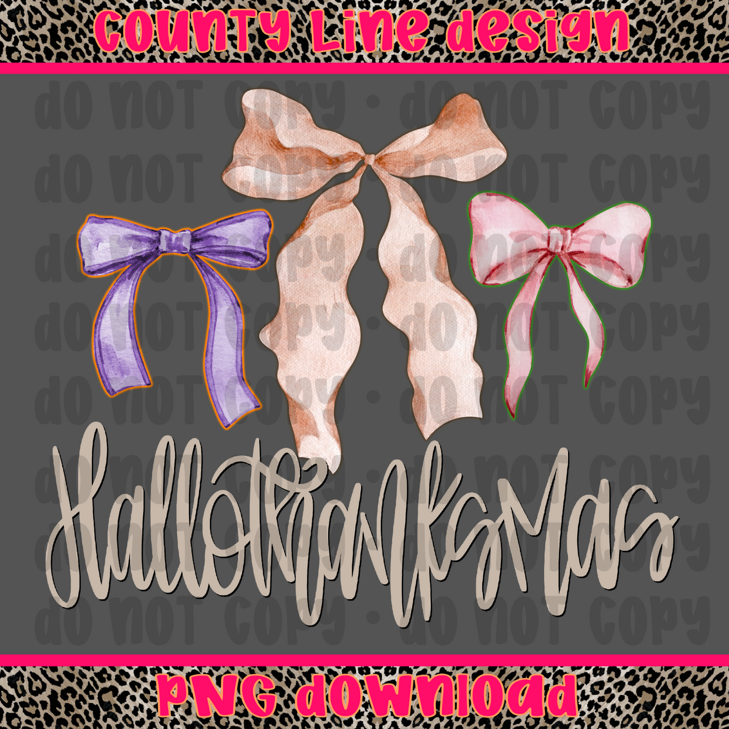 Hallothanksmas Watercolor Bows PNG