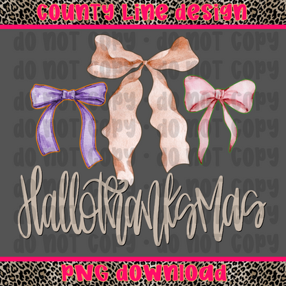 Hallothanksmas Watercolor Bows PNG
