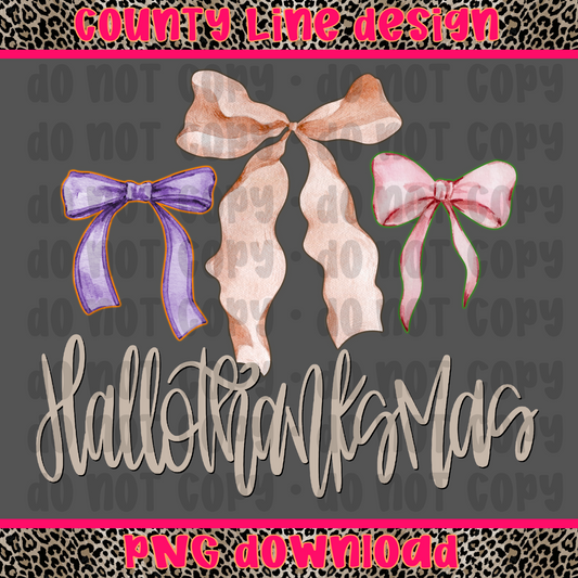 Hallothanksmas Watercolor Bows PNG