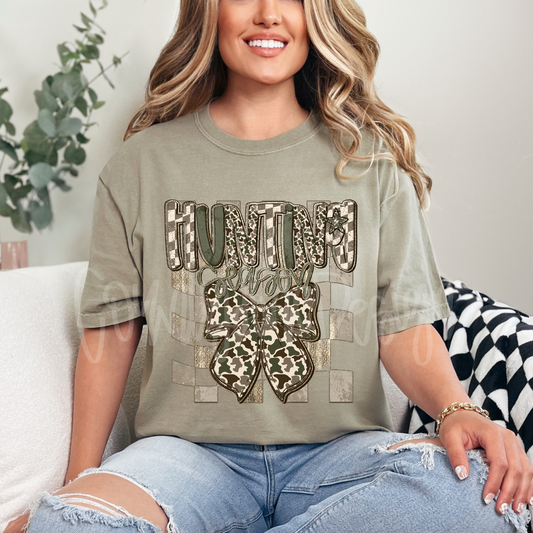 Hunting Season Camo Checker Bow PNG