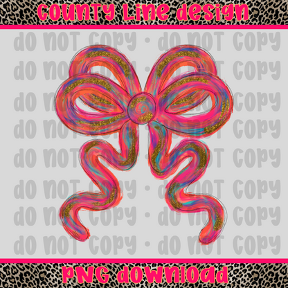Neon brushstroke bow PNG