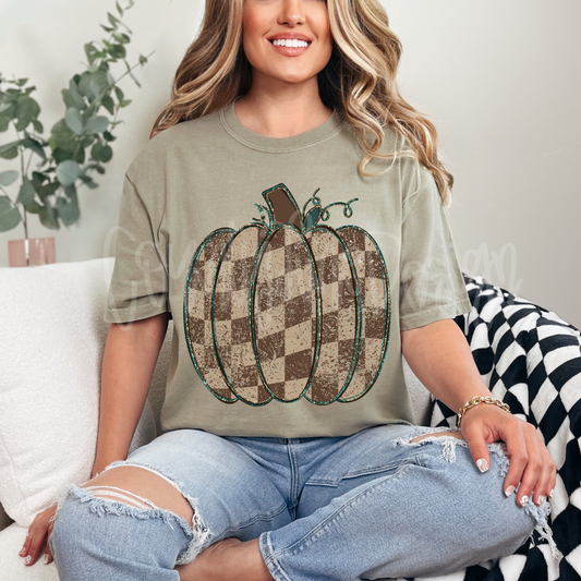 Brown Checker Pumpkin (no bow) PNG