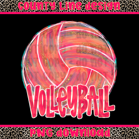 Volleyball Neon Paint PNG
