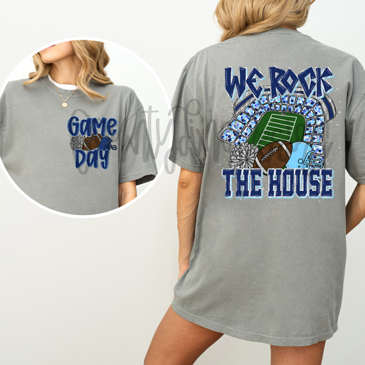 We Rock The House Football - Navy/Light Blue/Silver PNG