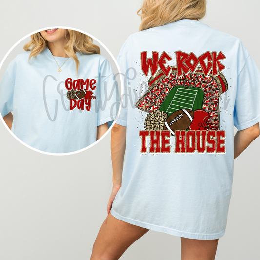 We Rock The House Football - Red/Gold PNG